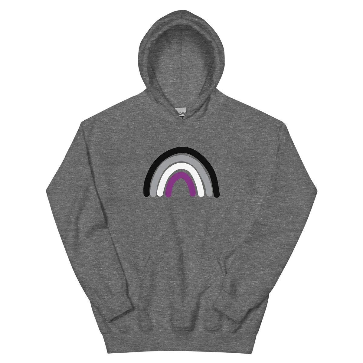 Ace Rainbow Unisex Hoodie in graphite heather, front view