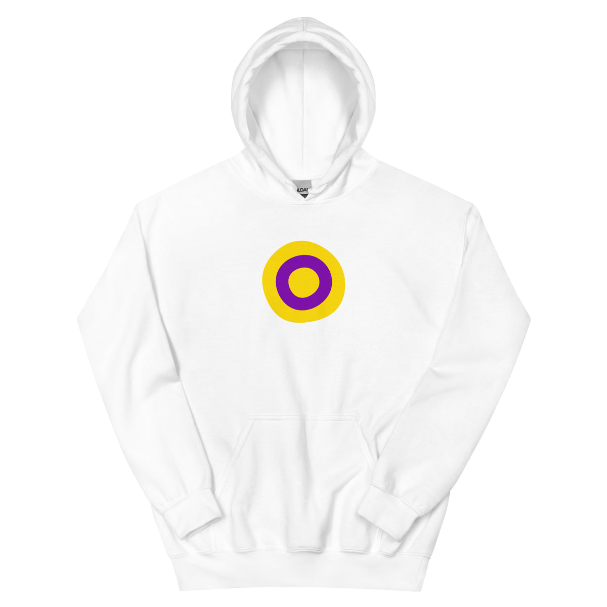 Intersex Pride Unisex Hoodie in white, front view