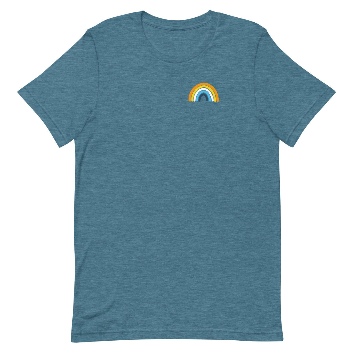Aroace Rainbow Tee in heather deep teal, front view
