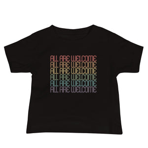 All Are Welcome Baby Tee: Pride Edition