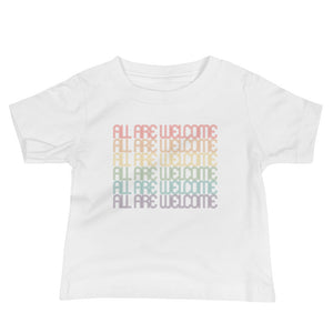 All Are Welcome Baby Tee: Pride Edition