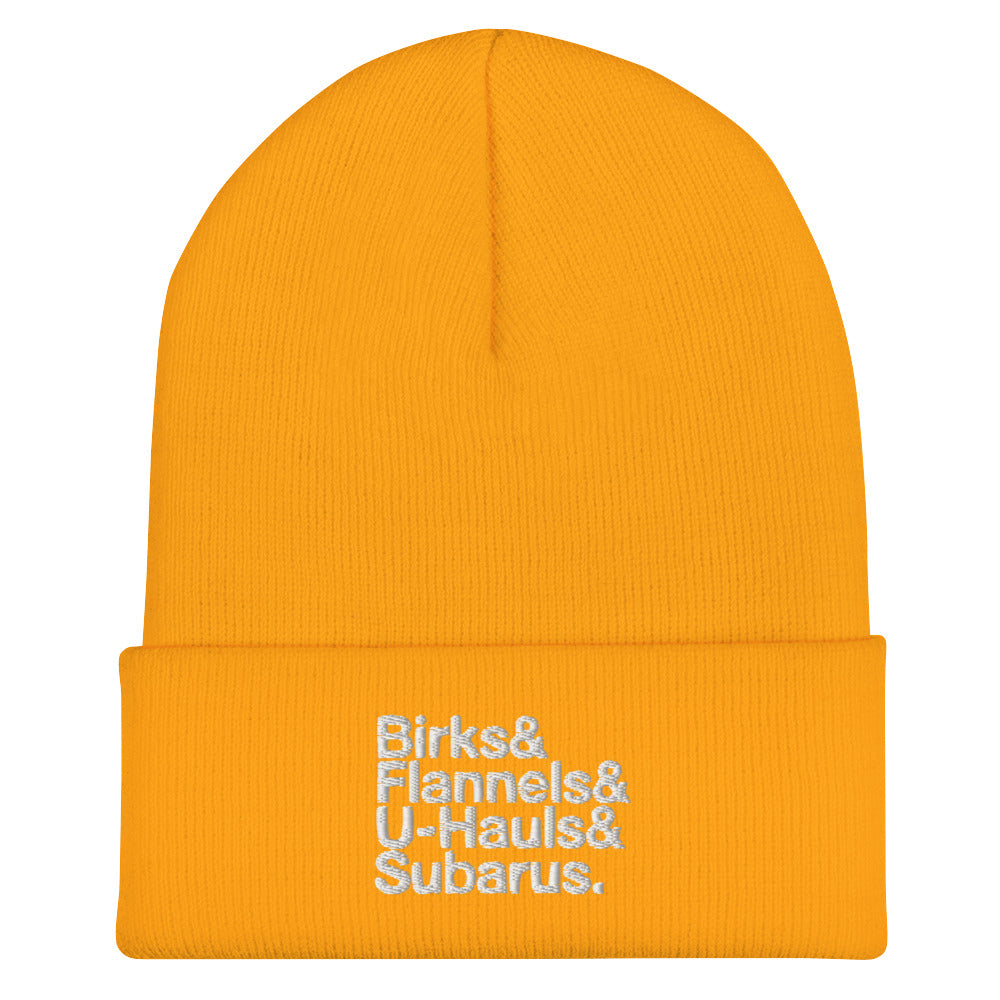 Birks& Beanie in gold, front view