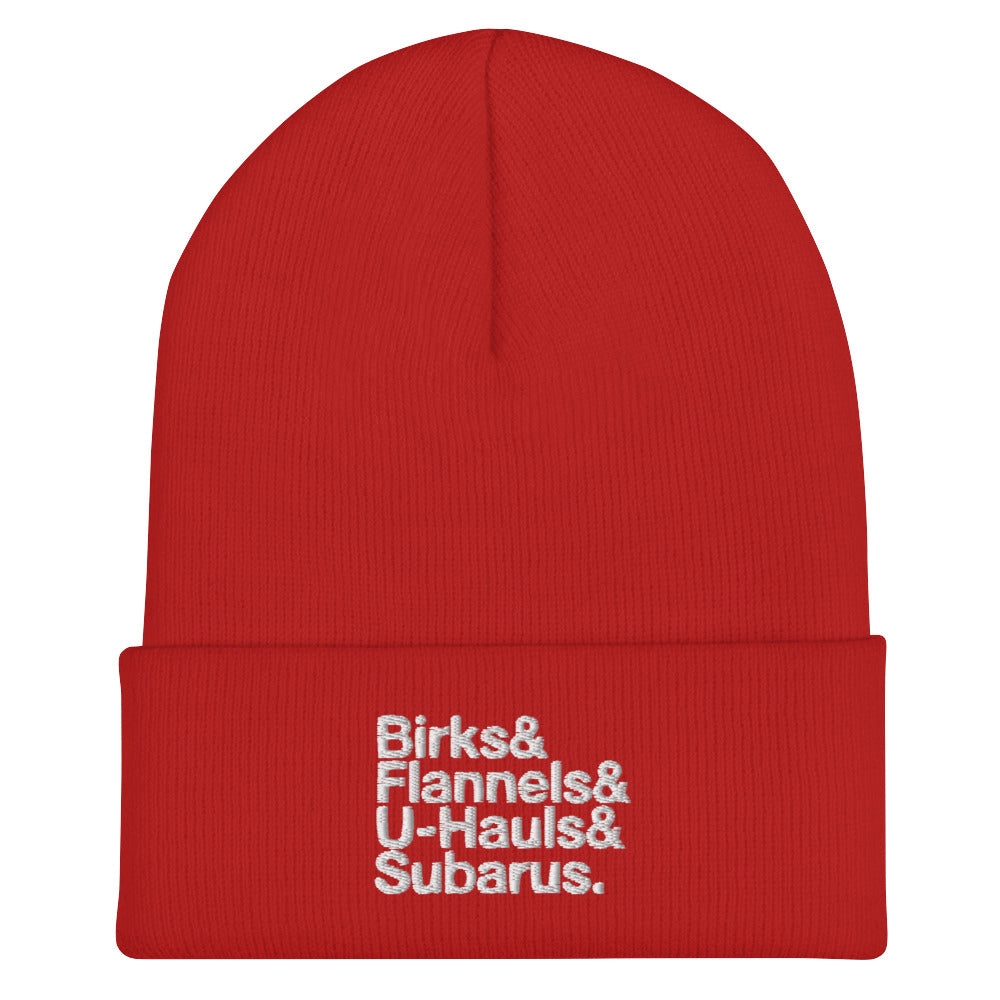 Birks& Beanie in red, front view