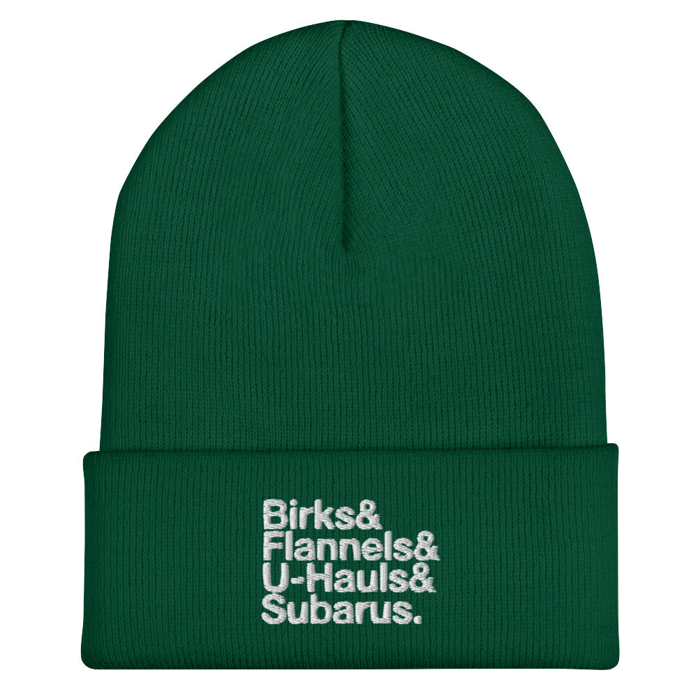 Birks& Beanie in spruce, front view