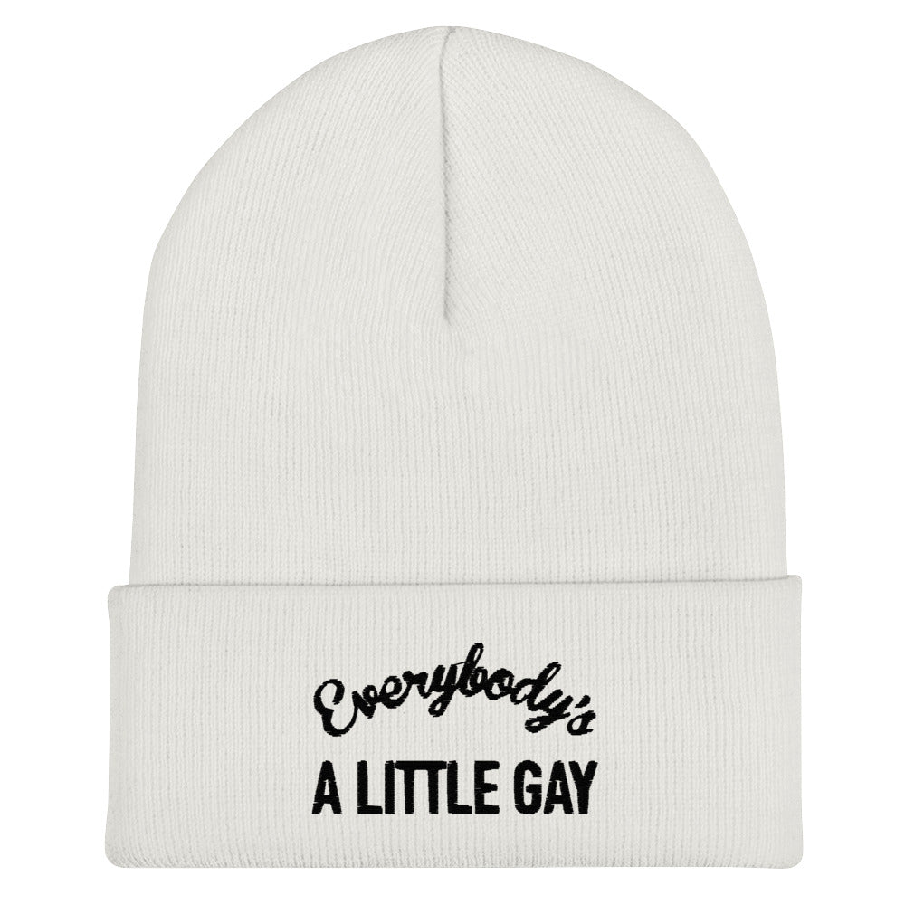 Everybody's A Little Gay Beanie in white, front view