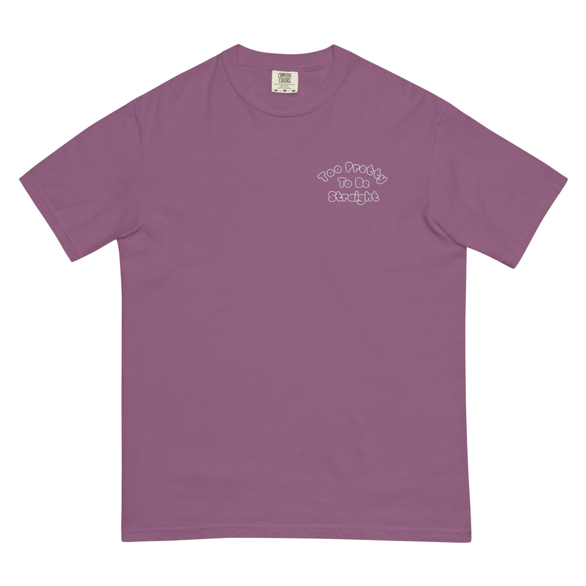Too Pretty To Be Straight Embroidered (Outlined) Tee in berry, front view