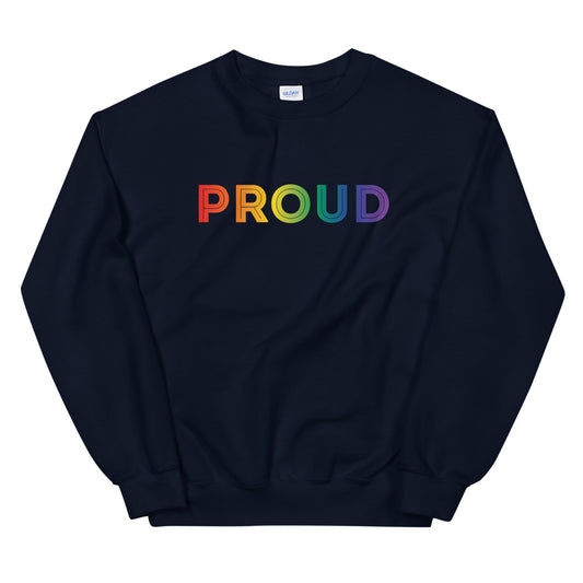 Proud Unisex Crewneck in navy, front view