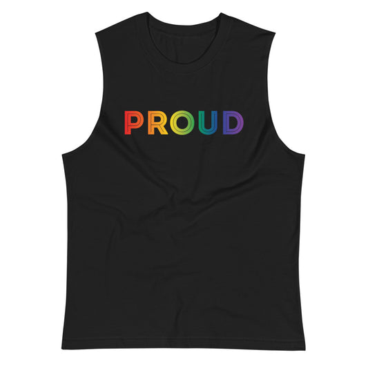 Proud Muscle Tank in black, front view