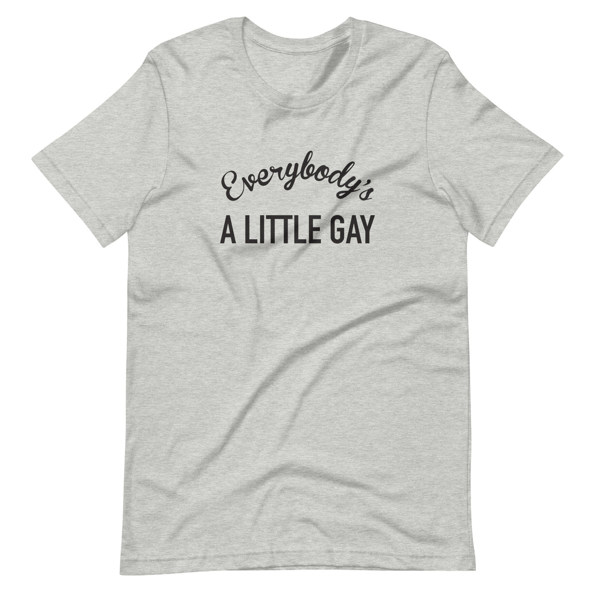 Everybody's A Little Gay Tee in athletic heather, front view