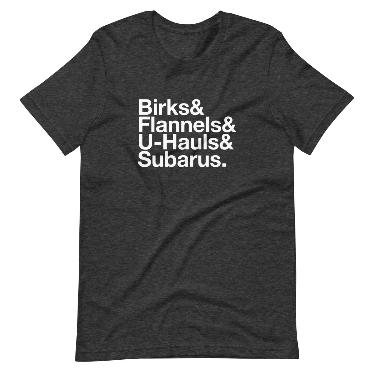 Birks& Tee in dark grey heather, front view