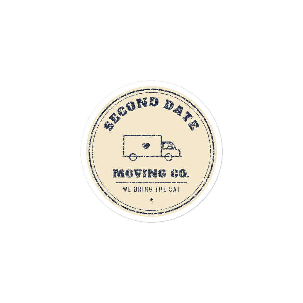 Second Date Moving Co. Sticker: We Bring the Cat, front view