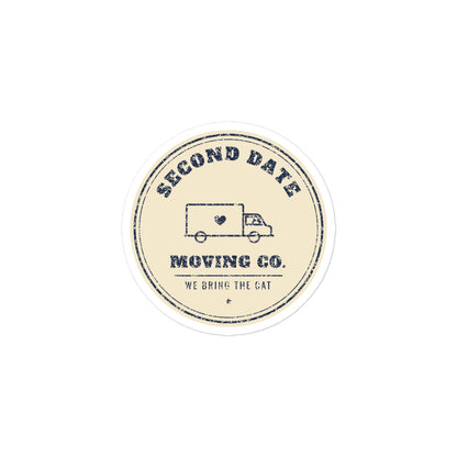 Second Date Moving Co. Sticker: We Bring the Cat, front view
