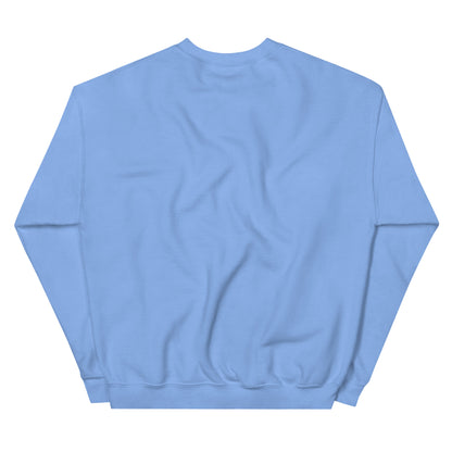 Second Date Moving Co. Crewneck Sweatshirt: We Bring the Dog in Carolina Blue, back view