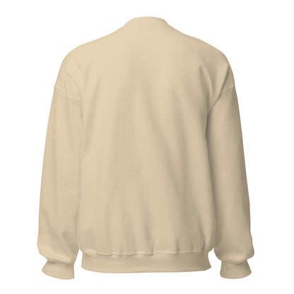 Second Date Moving Co. Crewneck Sweatshirt: We Bring the Dog in Sand, back view