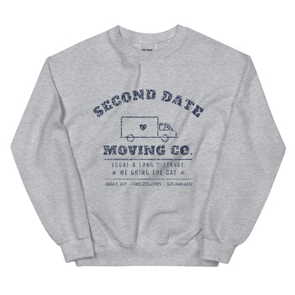 Second Date Moving Co. Crewneck Sweatshirt: We Bring the Cat in Sport Grey, front view