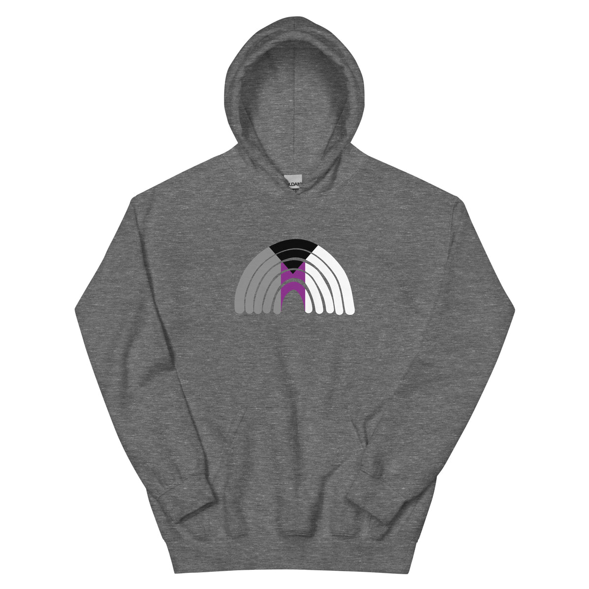 Demi Rainbow Unisex Hoodie in graphite heather, front view