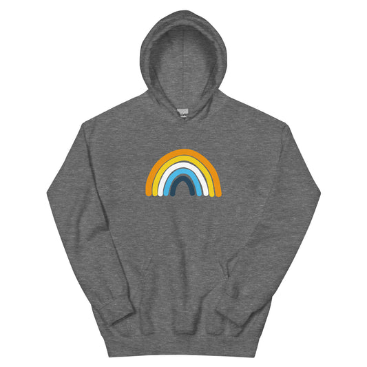 Aroace Rainbow Unisex Hoodie in graphite heather, front view