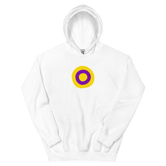 Intersex Pride Unisex Hoodie in white, front view