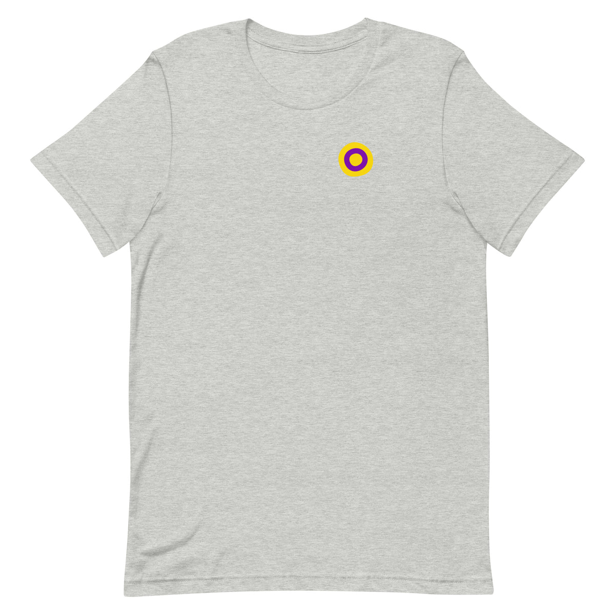 Intersex Pride Tee in athletic heather, front view