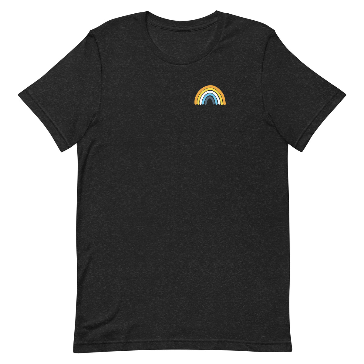 Aroace Rainbow Tee in black heather, front view