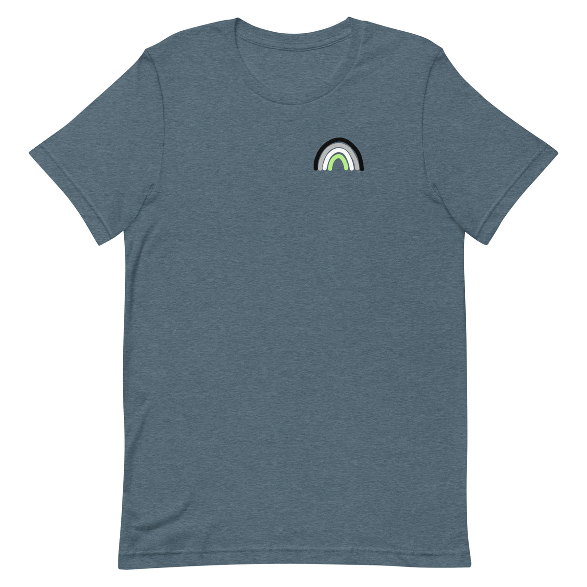 Agender Rainbow Tee in heather slate, front view