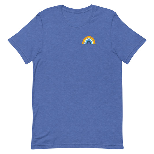 Aroace Rainbow Tee in heather true royal, front view