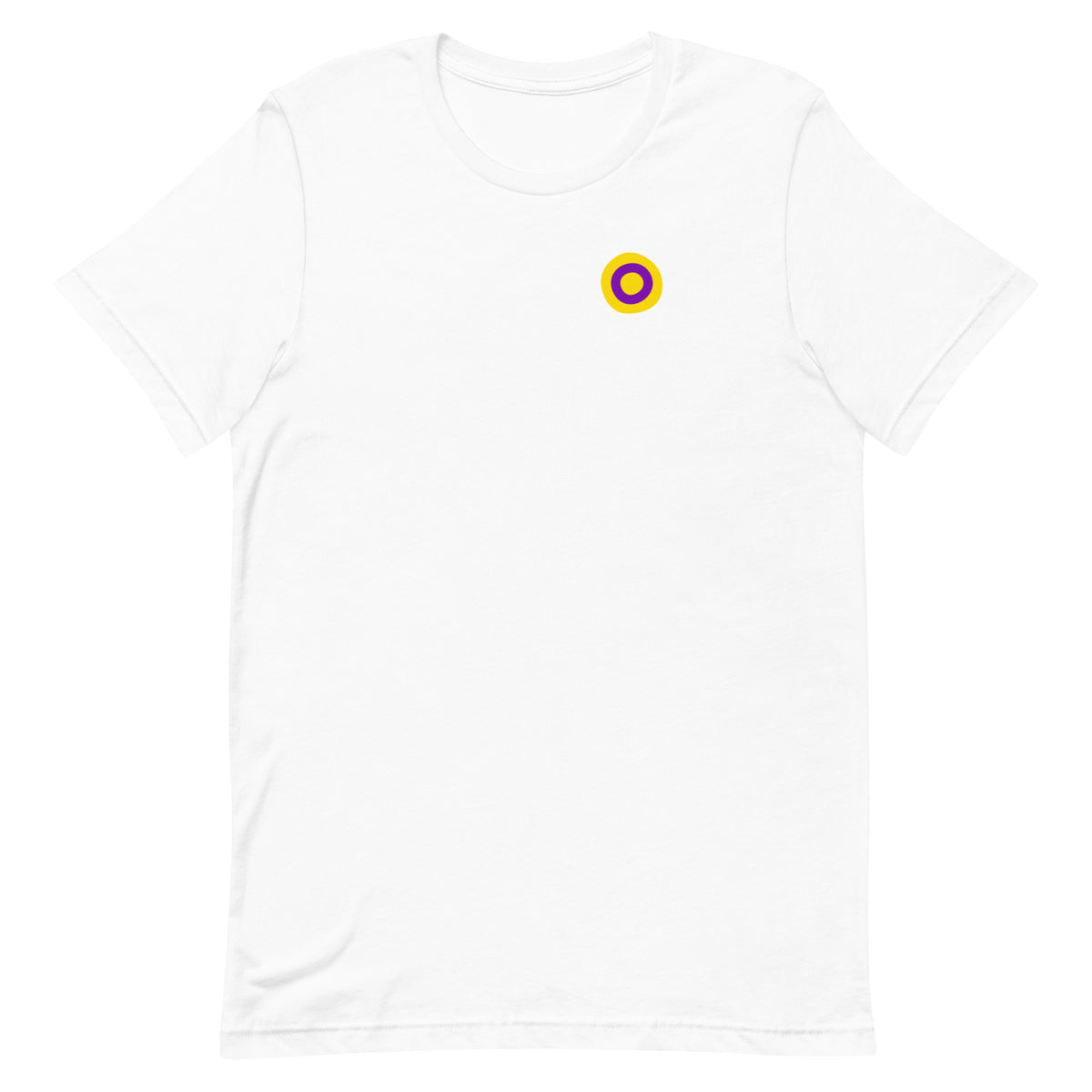 Intersex Pride Tee in white, front view