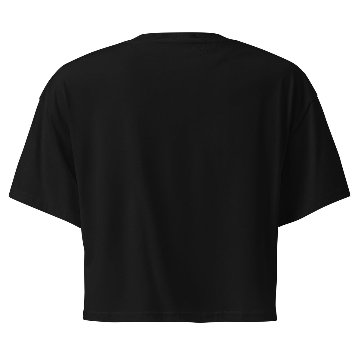 Subtle Queer Crop Tee in black, back view