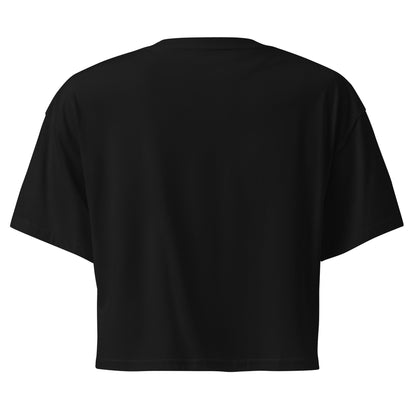 Subtle Queer Crop Tee in black, back view