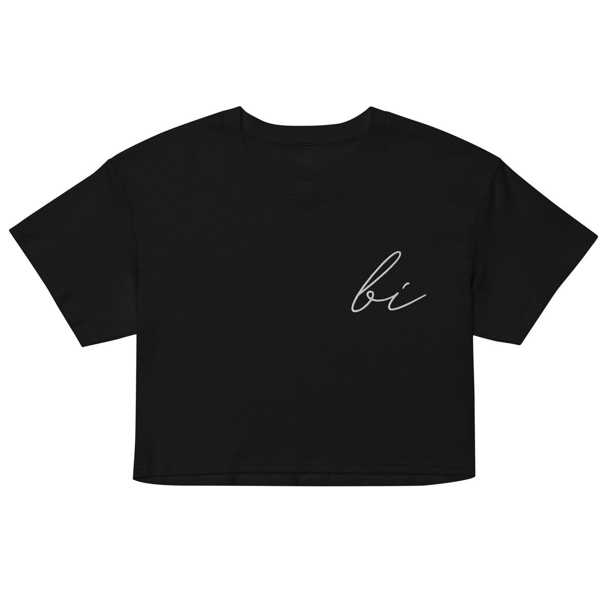 Subtle Bi Crop Tee in black, front view