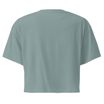 Subtle Queer Crop Tee in mineral, back view