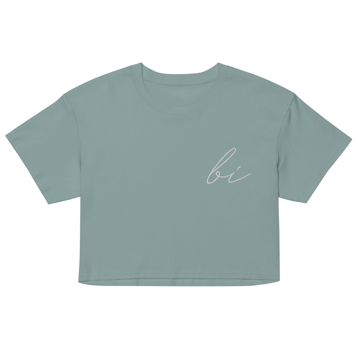 Subtle Bi Crop Tee in mineral, front view