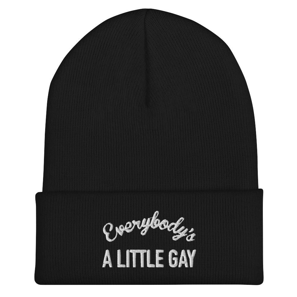 Everybody's A Little Gay Beanie in black, front view