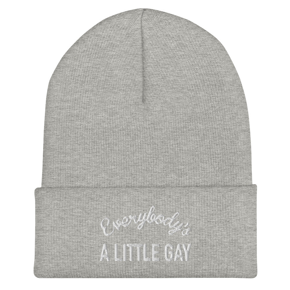 Everybody's A Little Gay Beanie in heather grey, front view