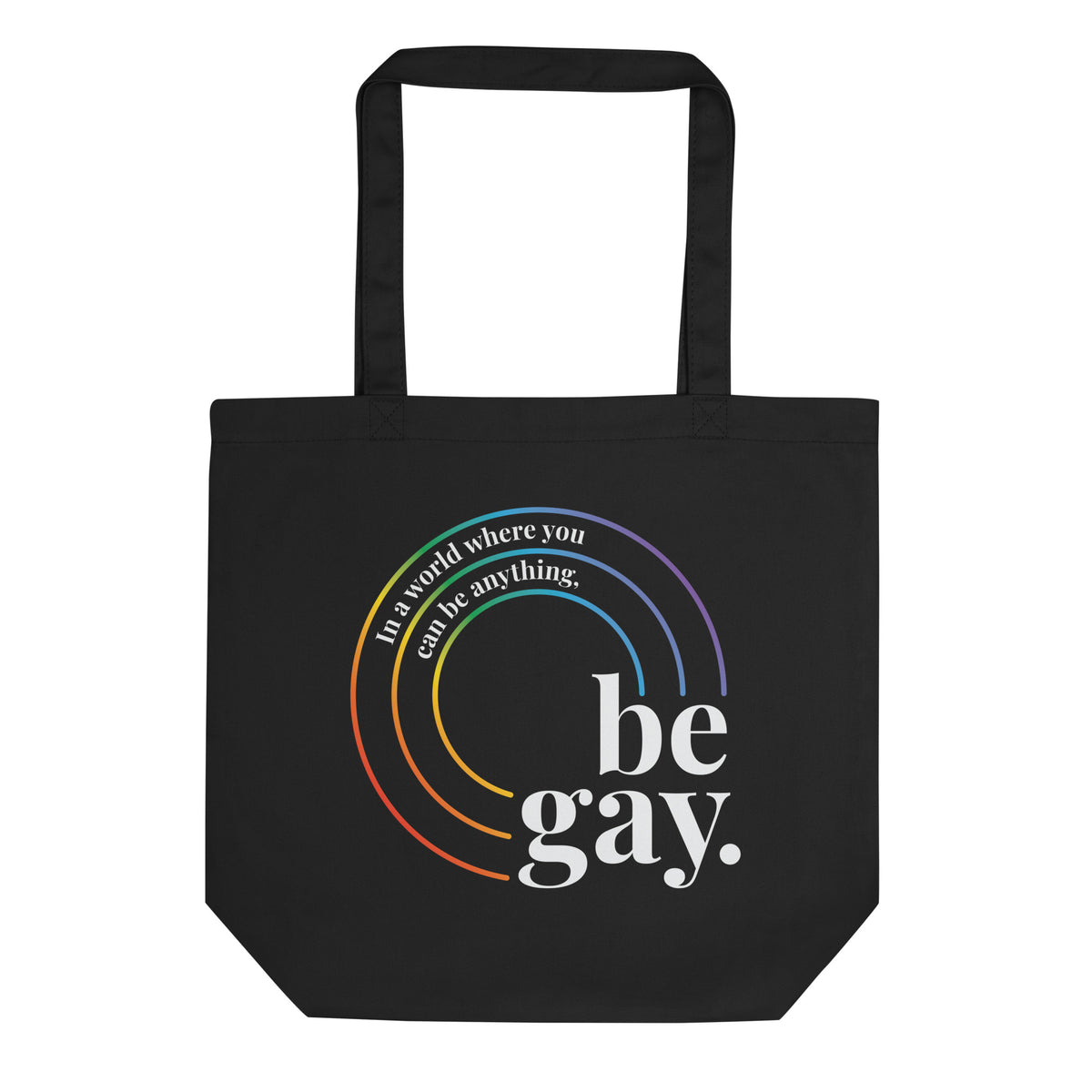 Be Gay Tote in black, front view