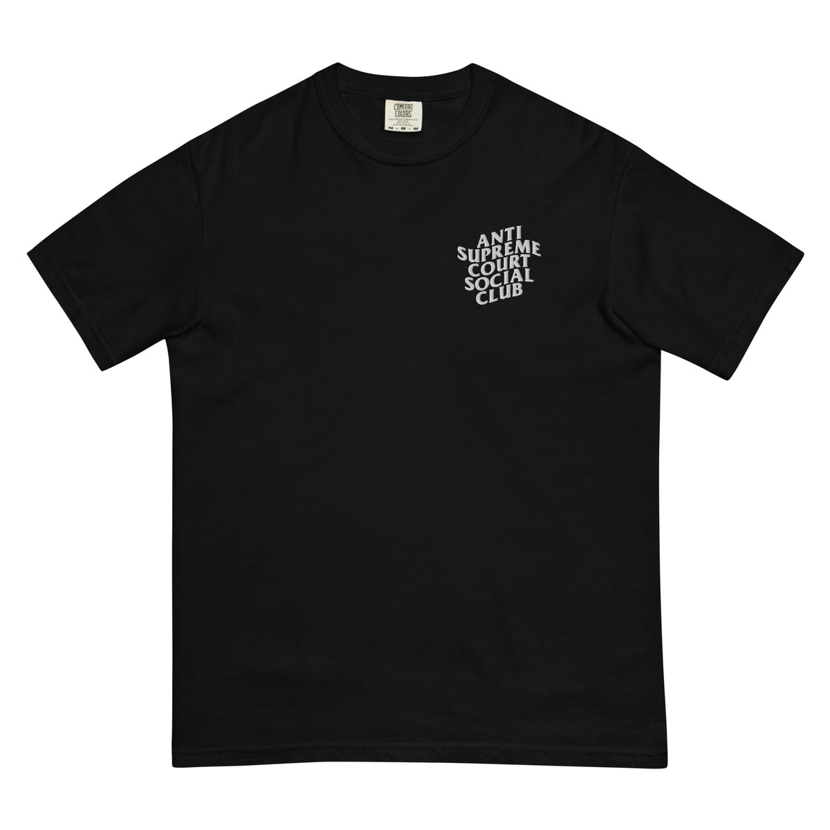 Anti Supreme Court Social Club Embroidered Heavyweight Tee in black, front view