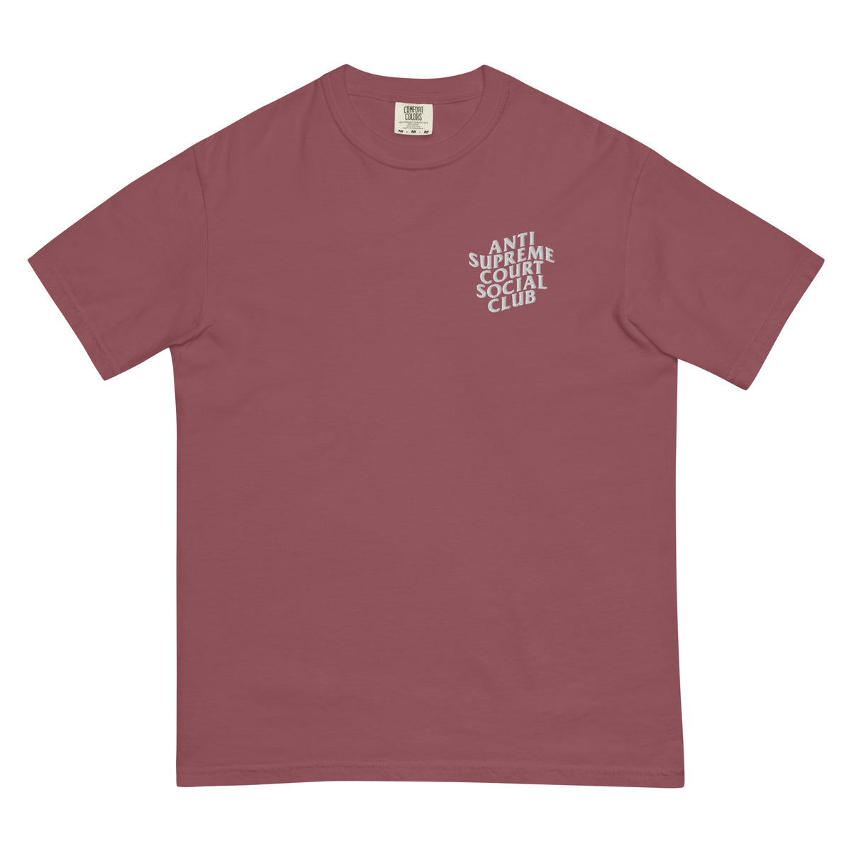 Anti Supreme Court Social Club Embroidered Heavyweight Tee in brick, front view