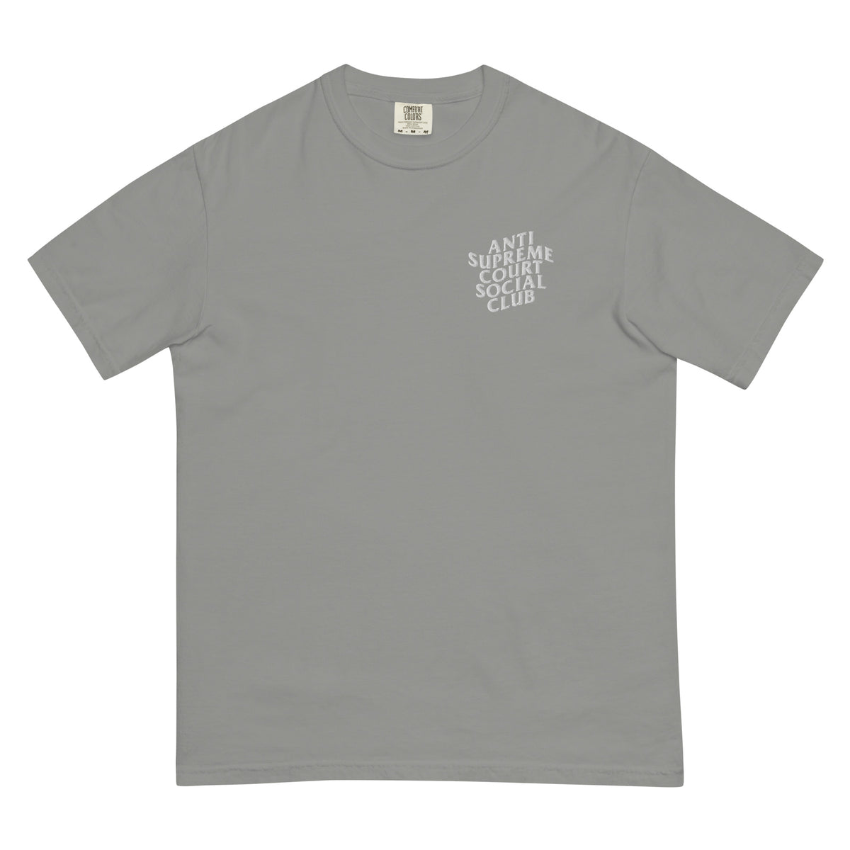 Anti Supreme Court Social Club Embroidered Heavyweight Tee in grey, front view