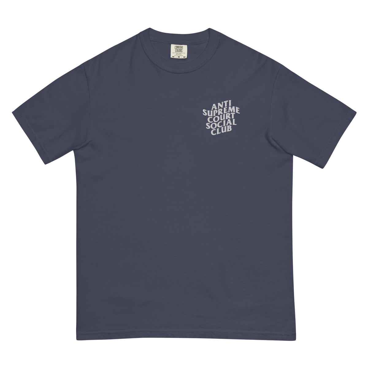 Anti Supreme Court Social Club Embroidered Heavyweight Tee in true navy, front view