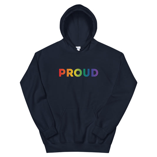 Proud Unisex Hoodie in navy, front view