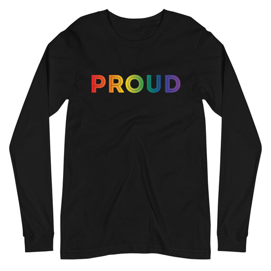 Proud Long Sleeve Tee in black, front view