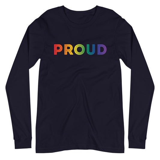 Proud Long Sleeve Tee in navy, front view