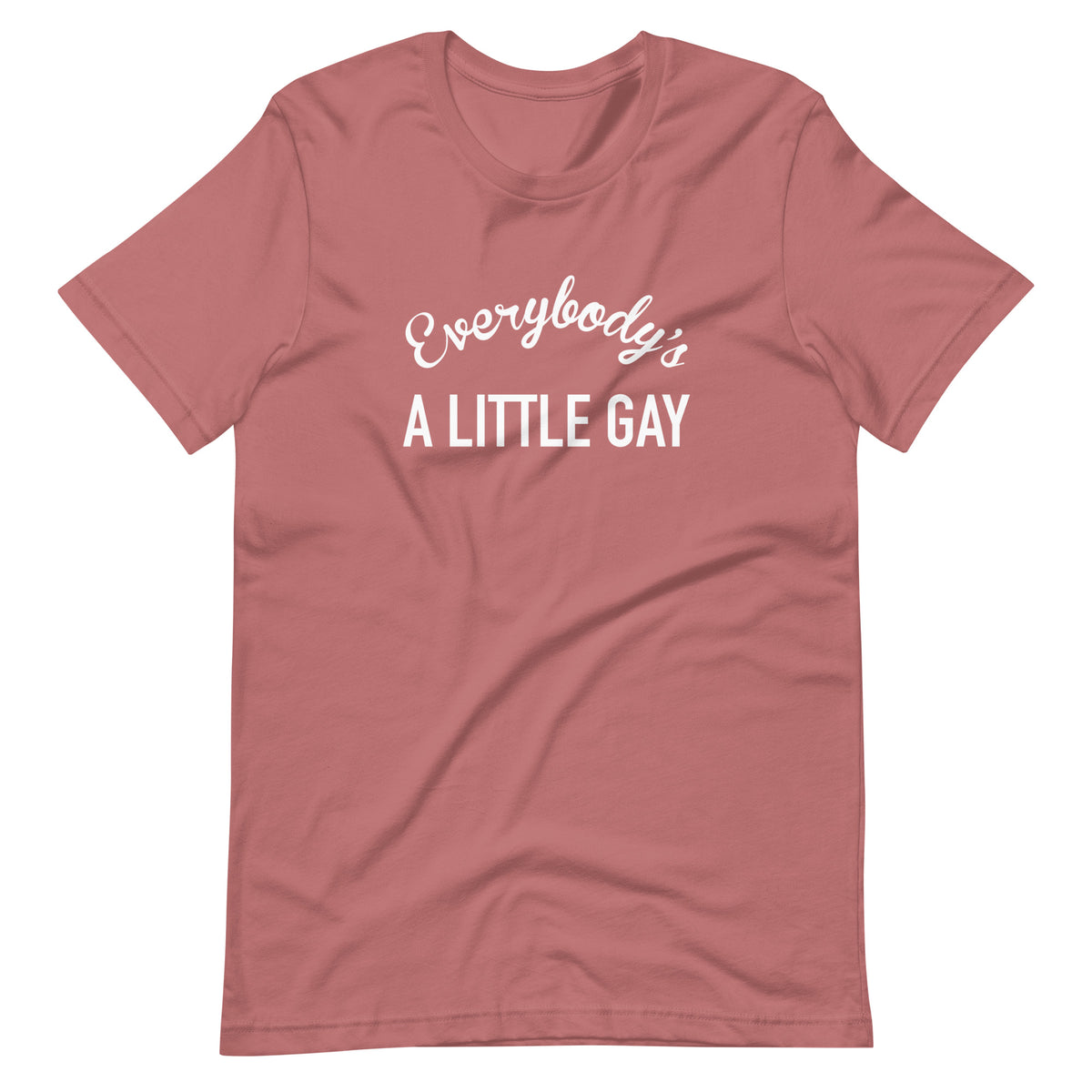 Everybody's A Little Gay Tee in mauve, front view